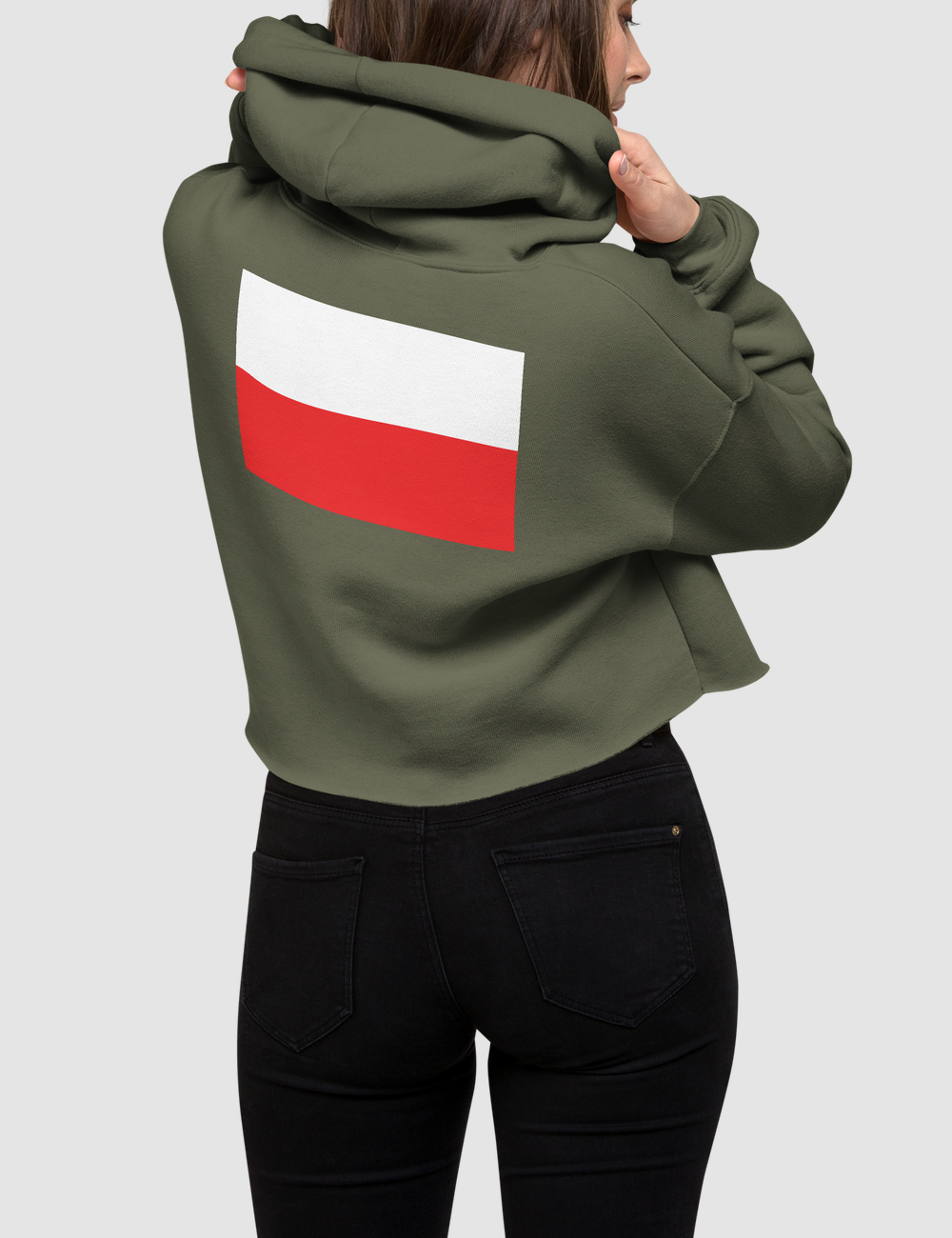 Polish Flag | Back Print Crop Hoodie OniTakai
