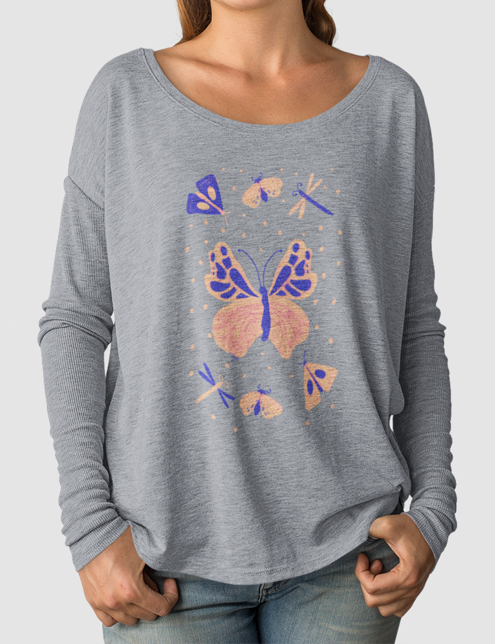 Pretty Little Butterfly | Women's Flowy Long Sleeve Shirt OniTakai