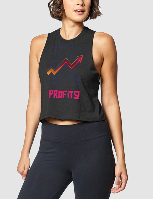 Profits! | Women's Sleeveless Racerback Cropped Tank Top OniTakai