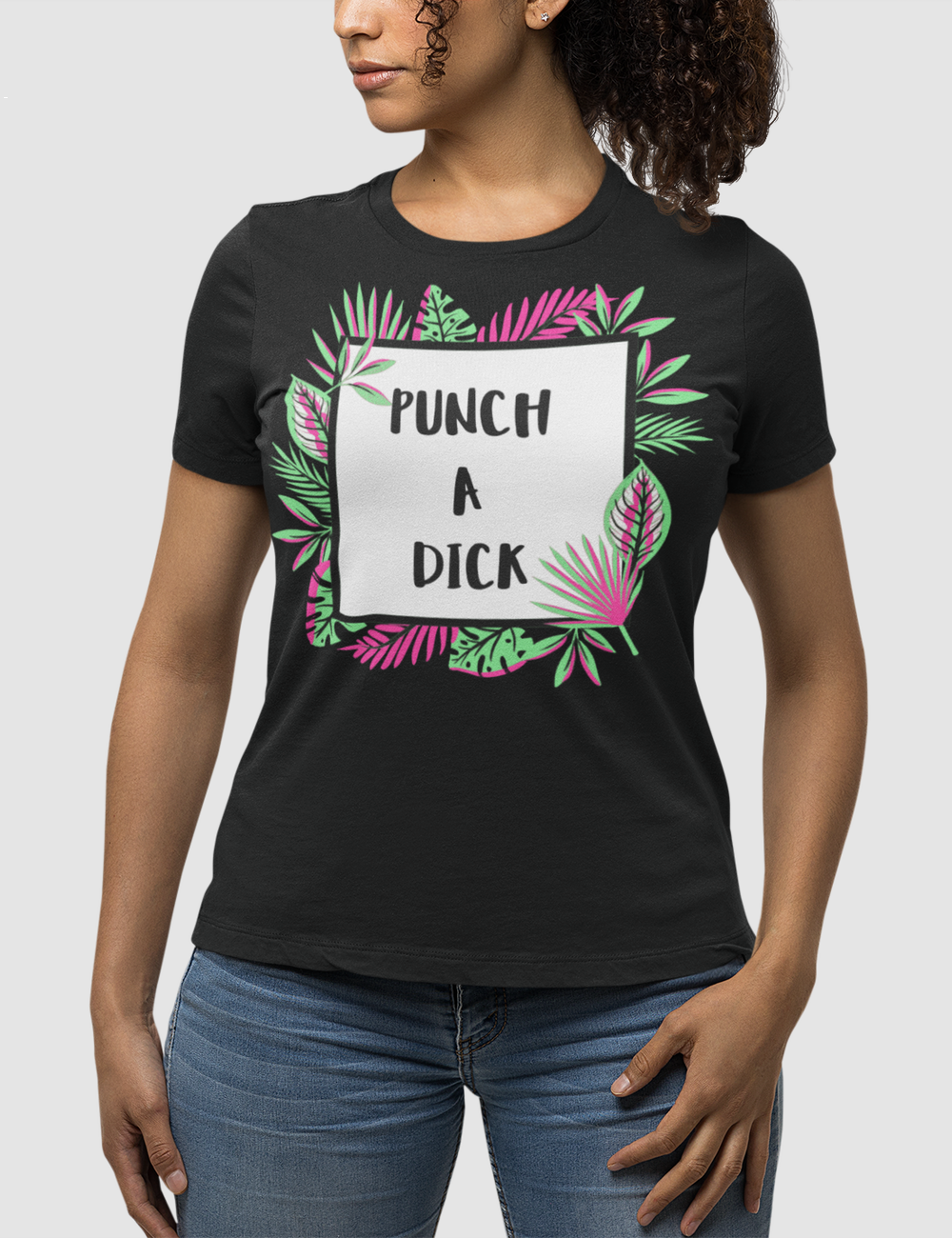 Punch A Dick | Women's Fitted T-Shirt OniTakai