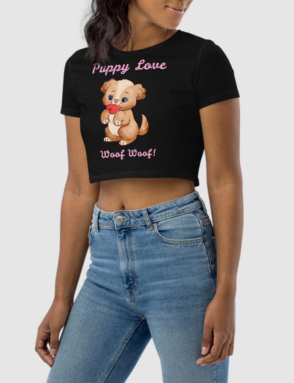 Puppy Love Women's Fitted Crop Top T-Shirt OniTakai