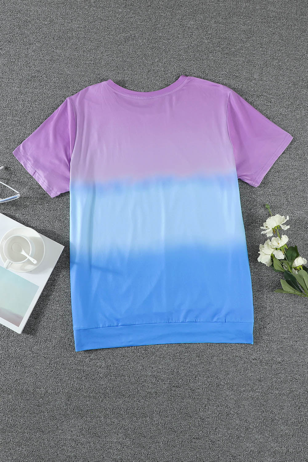 Purple Crew Neck Tie-dye Colorblock Plus Size Tee OniTakai