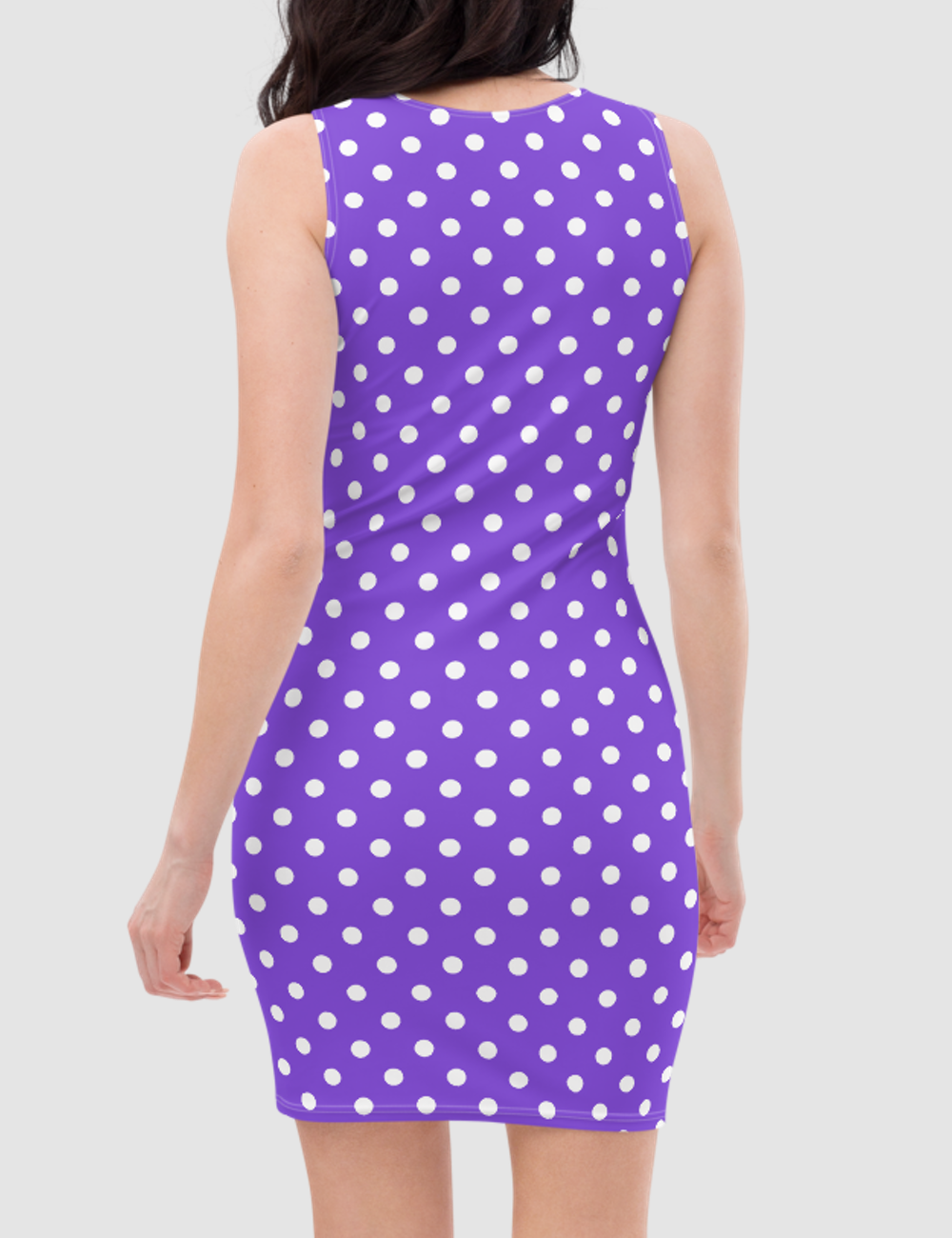 Purple Polka Dot | Women's Sleeveless Fitted Sublimated Dress OniTakai