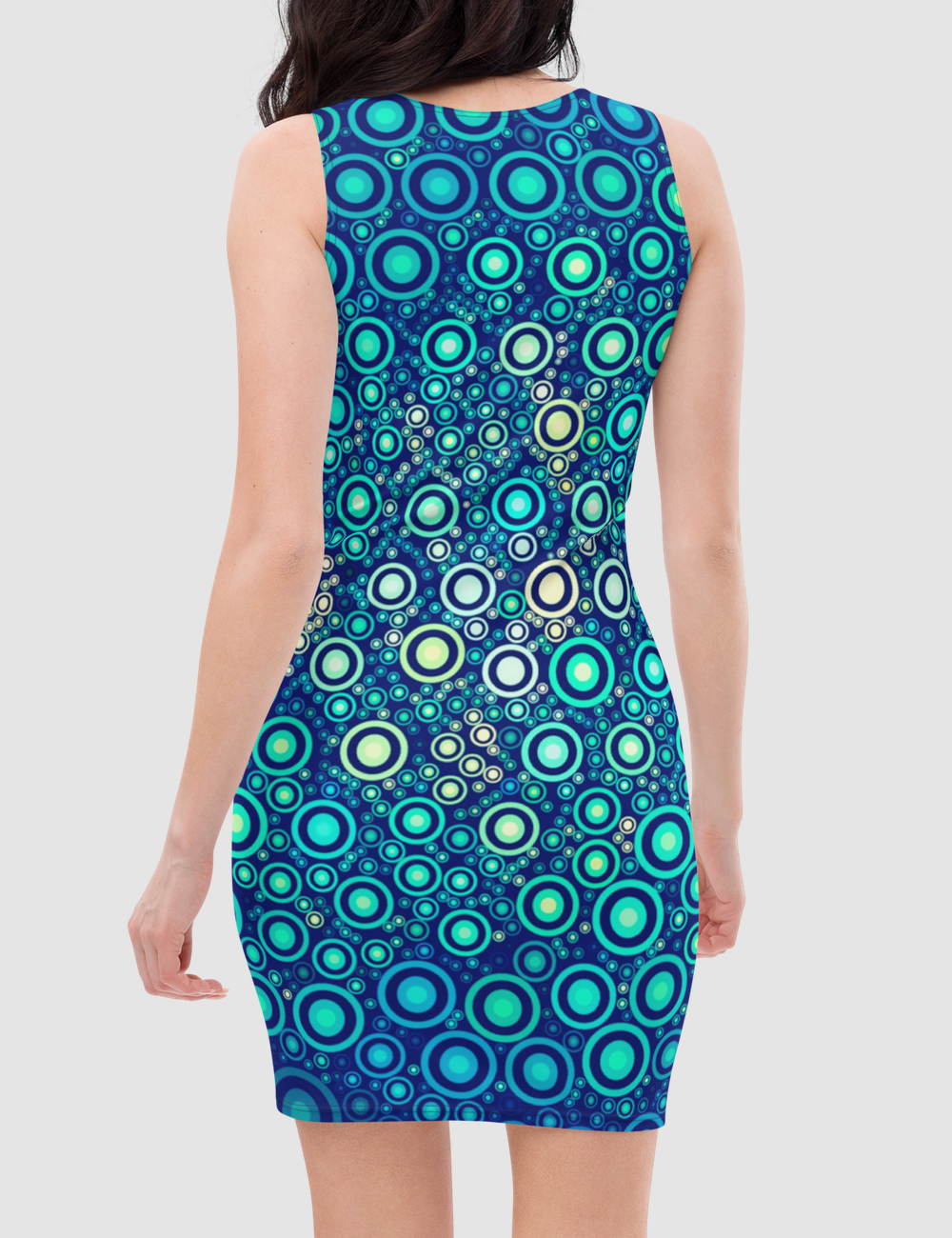 Radical Blue Orbs | Women's Sleeveless Fitted Sublimated Dress OniTakai