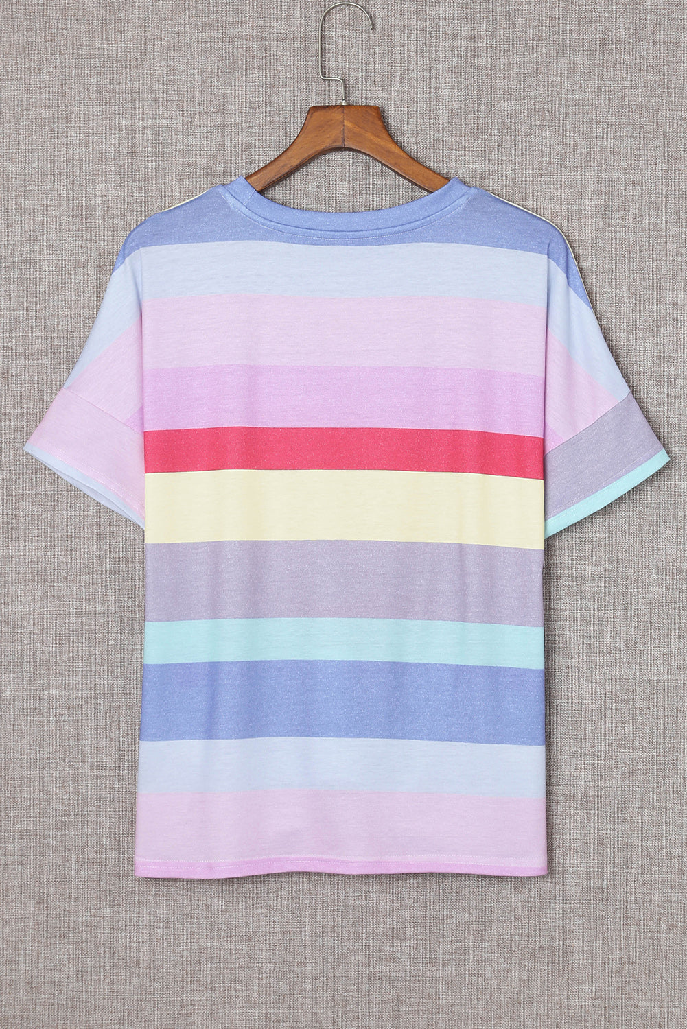 Rainbow Striped Tie-Front Women's T-Shirt OniTakai