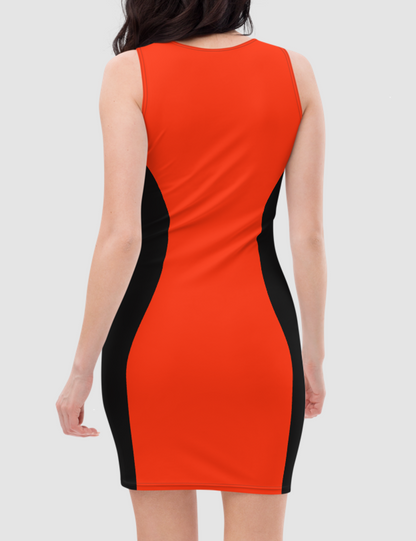 Red Black Modal | Women's Sleeveless Fitted Sublimated Dress OniTakai