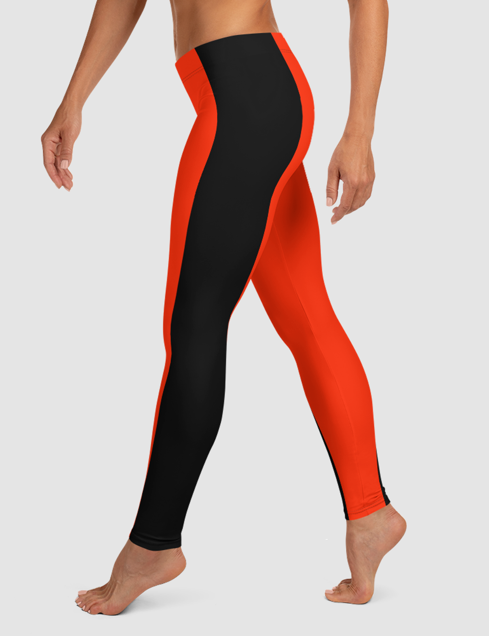 Red Black Striped Print | Women's Standard Yoga Leggings OniTakai