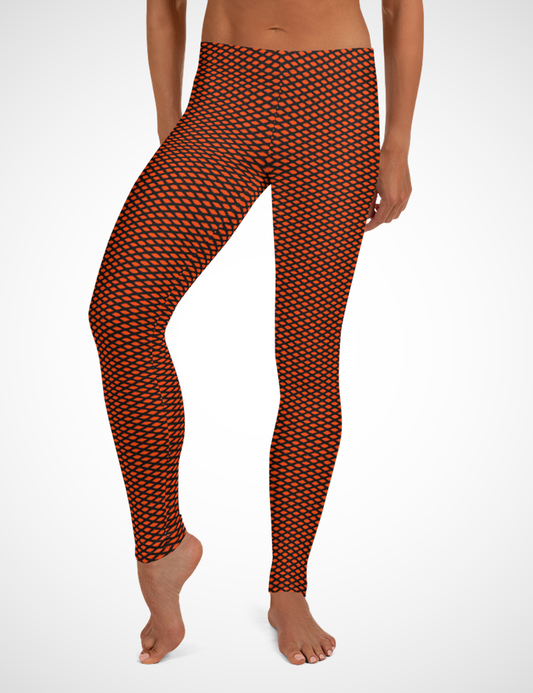 Red Diamond Grid Low Waist Yoga Leggings OniTakai