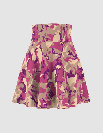 Ripe Pomegranate Camo Women's High-Waist Skater Skirt OniTakai