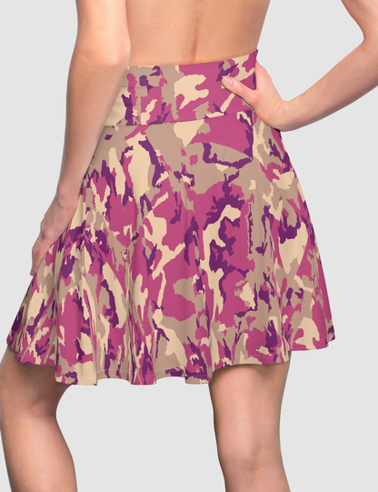 Ripe Pomegranate Camo Women's High-Waist Skater Skirt OniTakai