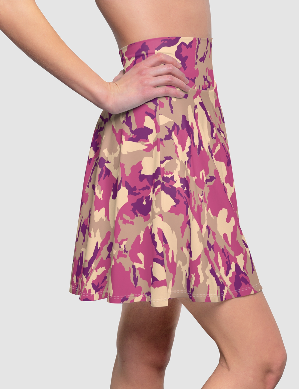 Ripe Pomegranate Camo Women's High-Waist Skater Skirt OniTakai