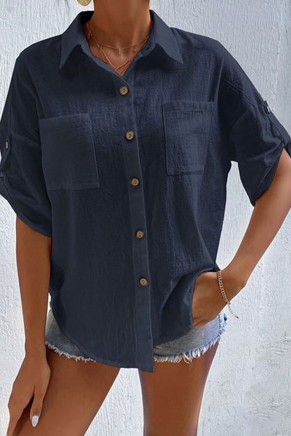 Roll-Tab Sleeve Shirt with Pockets OniTakai