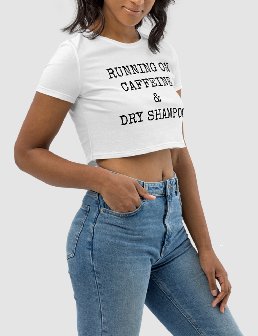 Running On Caffeine & Dry Shampoo | Women's Crop Top T-Shirt OniTakai