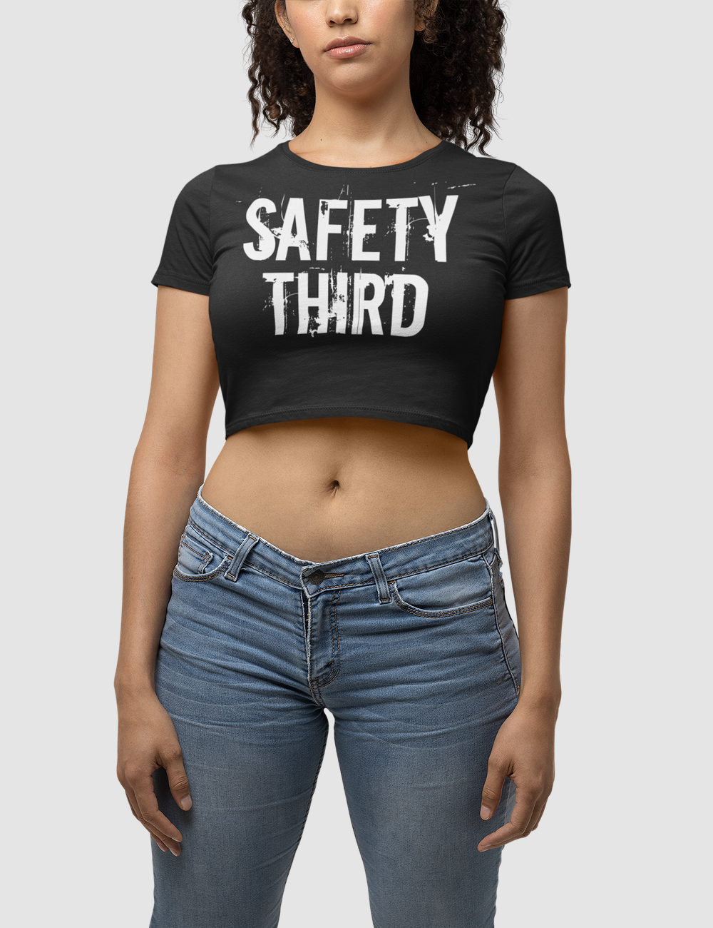 Safety Third Women's Fitted Crop Top T-Shirt OniTakai