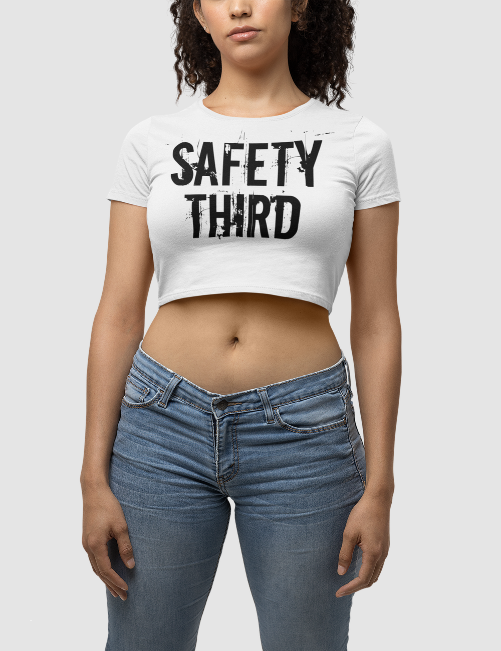 Safety Third Women's Fitted Crop Top T-Shirt OniTakai