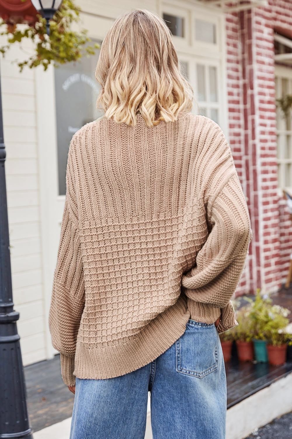 San Fran Round Neck Dropped Shoulder Sweater OniTakai