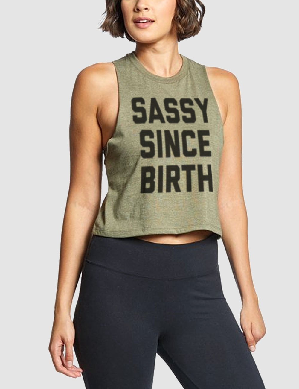 Sassy Since Birth | Women's Sleeveless Racerback Cropped Tank Top OniTakai