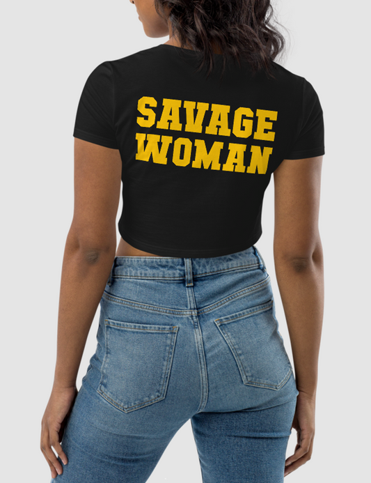 Savage Woman | Women's Back Print Crop Top T-Shirt OniTakai