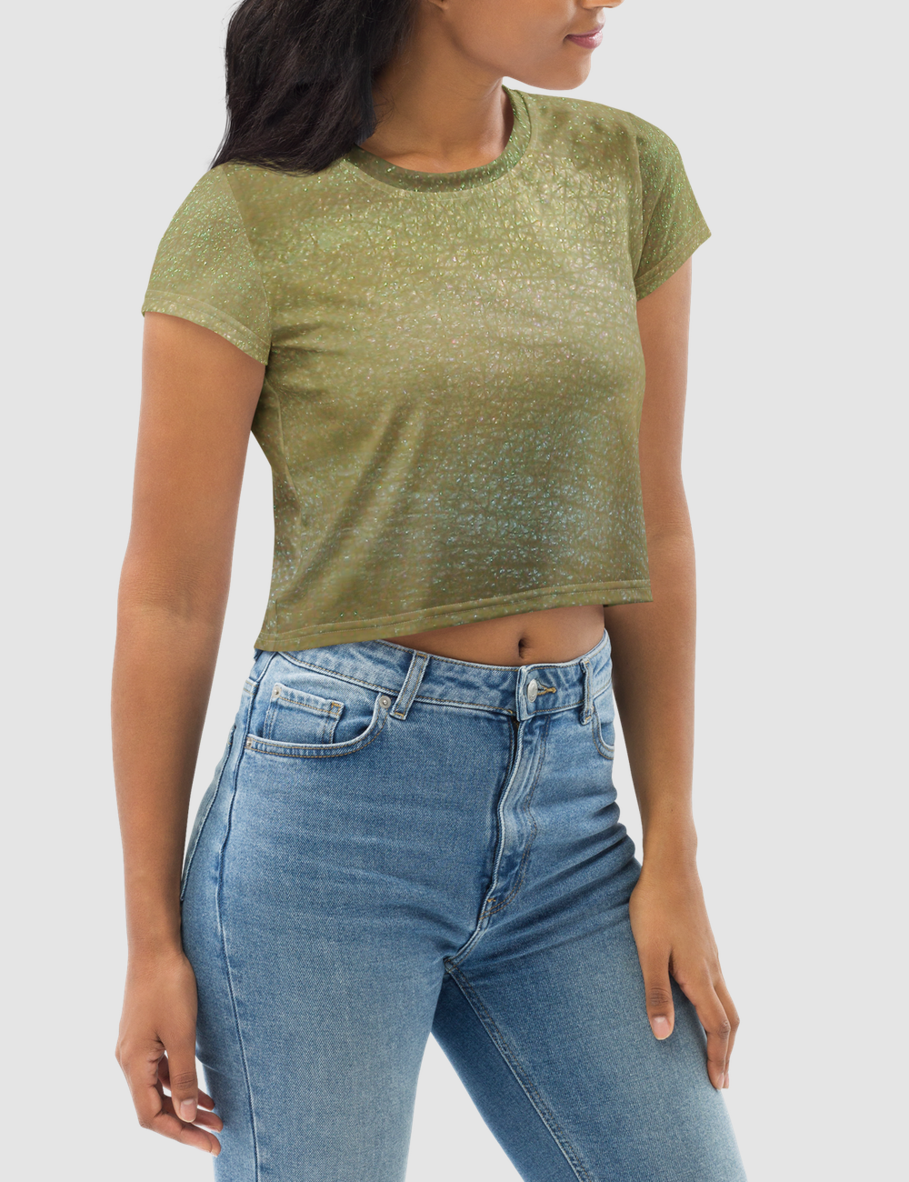 Sea Elf Gold Women's Sublimated Crop Top T-Shirt OniTakai