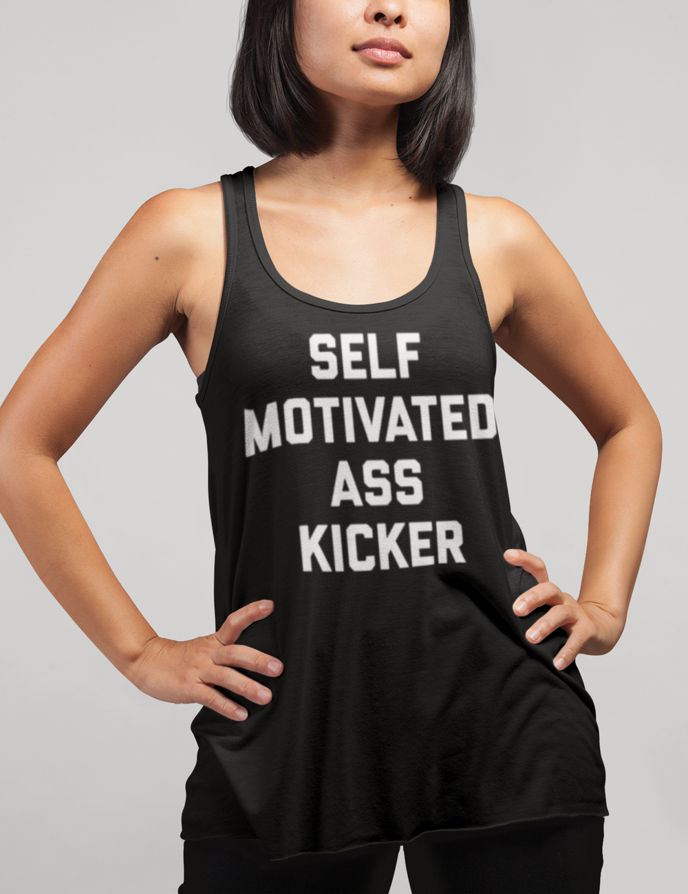 Self Motivated Ass Kicker | Women's Cut Racerback Tank Top OniTakai