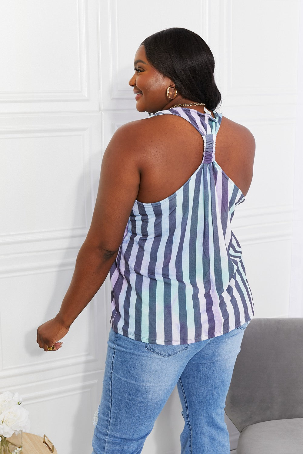 Sew In Love's Only Love Uniquely Dyed Printed Racerback Tank Top OniTakai