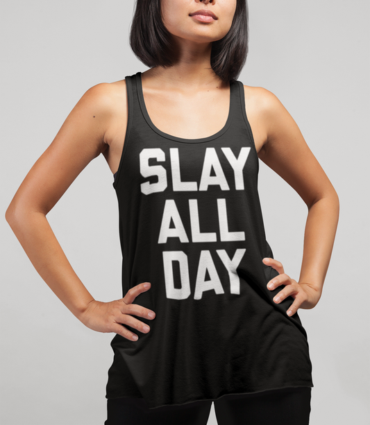 Slay All Day Women's Cut Racerback Tank Top OniTakai