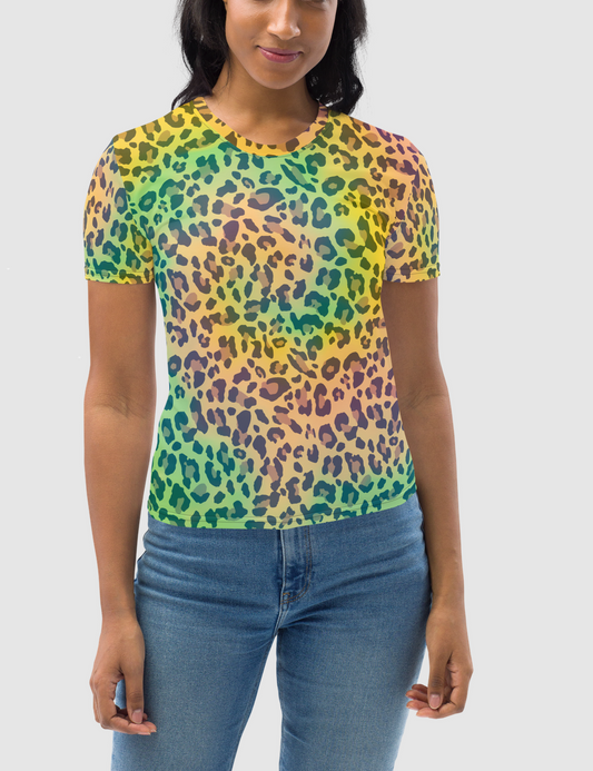 Smokey Tie-Dye Leopard Print Women's T-Shirt OniTakai