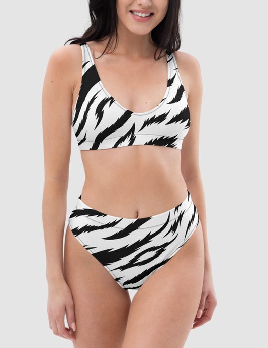 Snow Tiger Stripes | Women's Essential High-Waisted Bikini OniTakai