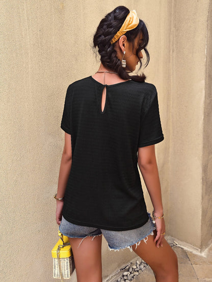 Spliced Lace Textured Tee Shirt OniTakai