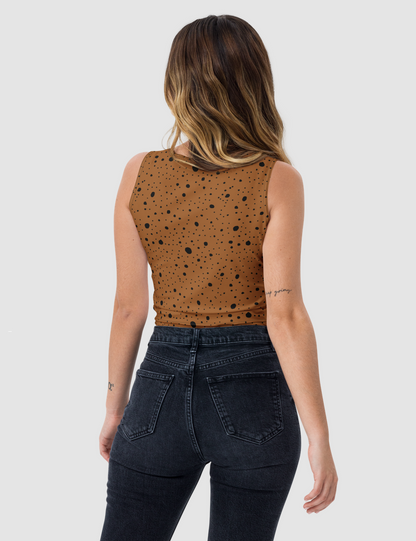 Spotted Cheetah Rich Gold Animal Print Women's Sleeveless Fitted Crop Top OniTakai