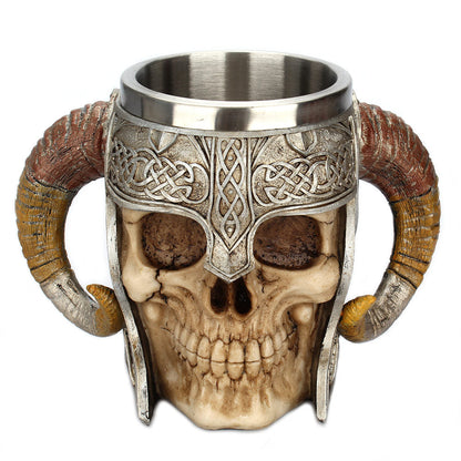 Stainless Steel Horned Helmet Death Skull Coffee Mug OniTakai