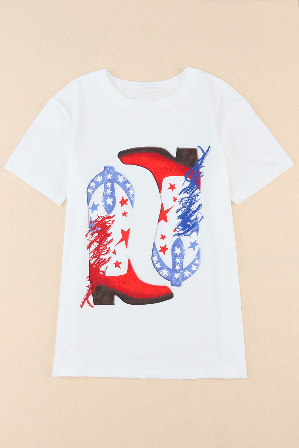 Starry Red White & Blue Cowboy Boots Graphic Print Women's T-Shirt OniTakai