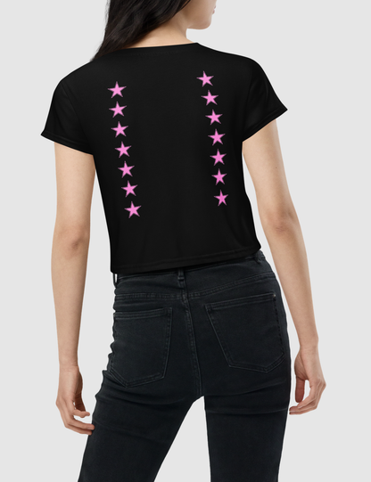 Stylized Pink Stars | Women's Sublimated Crop Top T-Shirt OniTakai