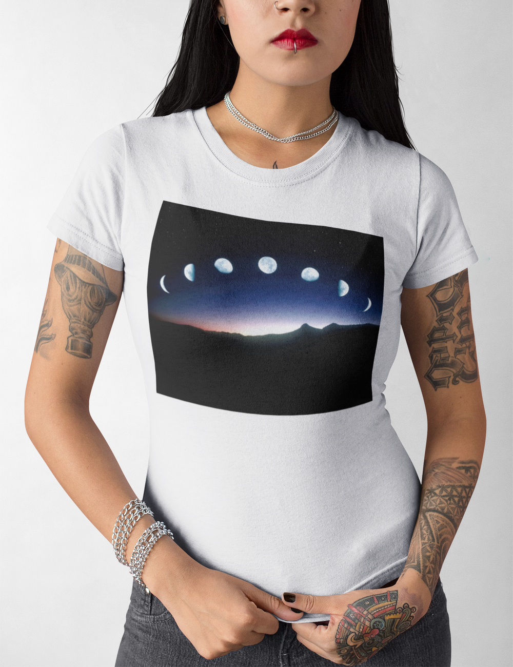 Sunset Moon Phases | Women's Cut T-Shirt OniTakai