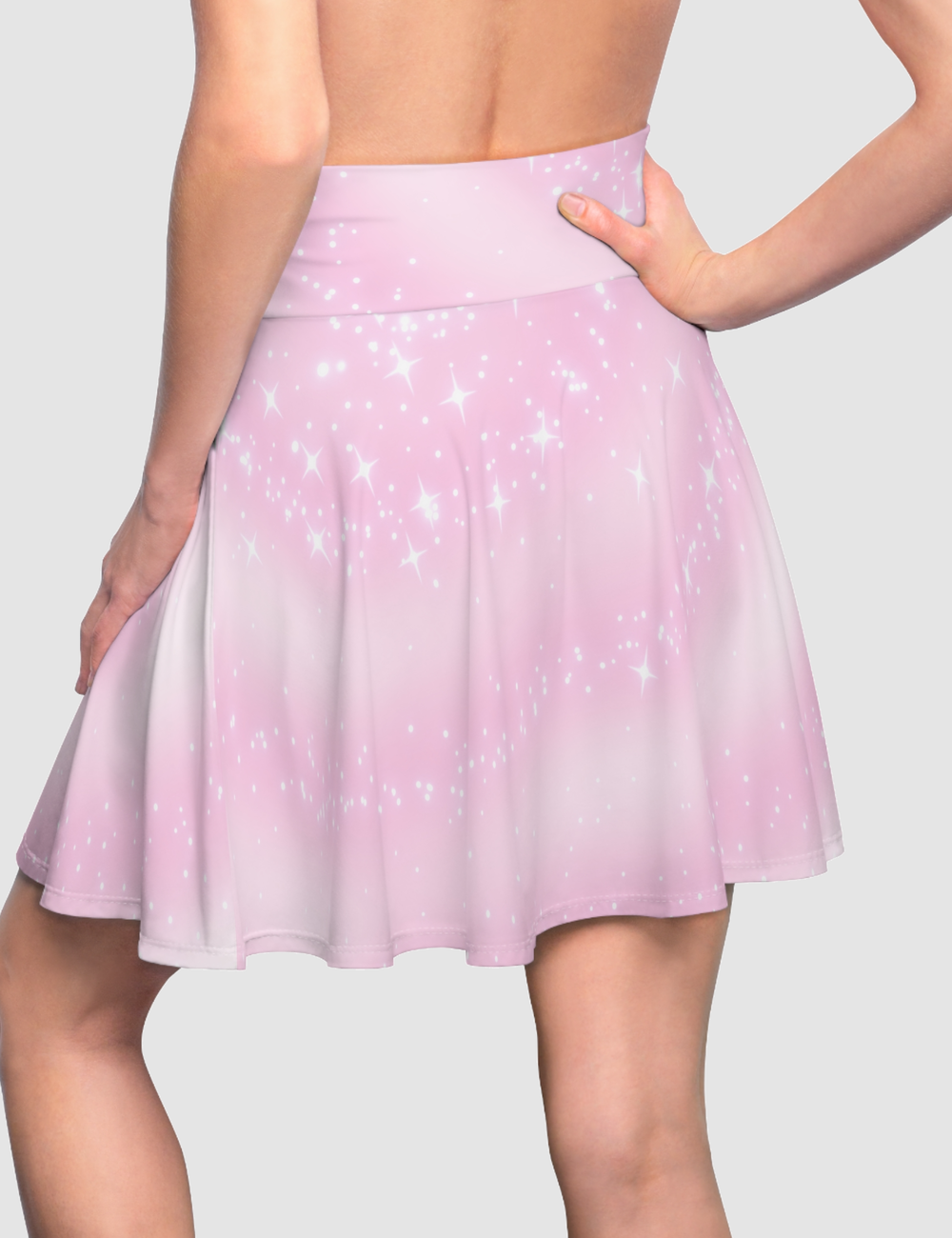 Swirling Pink Stardust Women's High-Waist Skater Skirt OniTakai