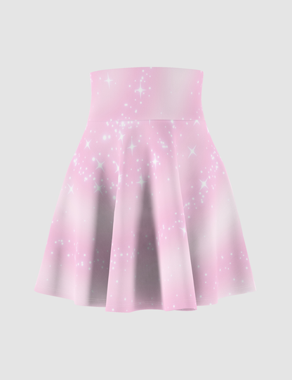 Swirling Pink Stardust Women's High-Waist Skater Skirt OniTakai