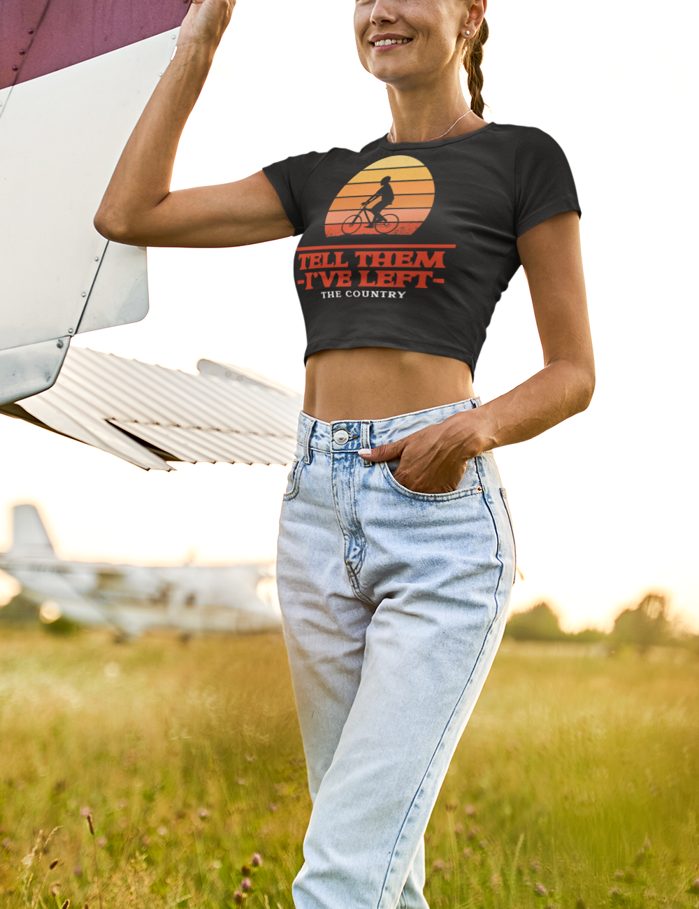 Tell Them I've Left The Country | Women's Fitted Crop Top T-Shirt OniTakai