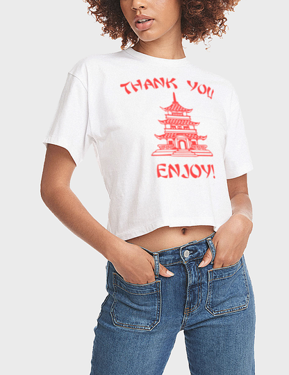 Thank You Enjoy Women's Relaxed Crop Top T-Shirt OniTakai