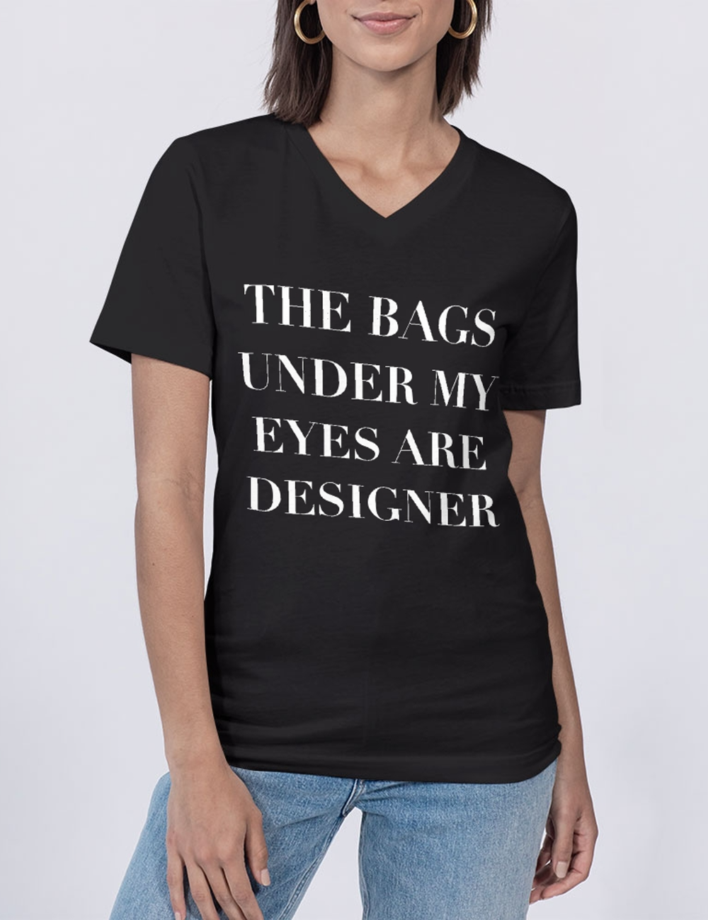 The Bags Under My Eyes Are Designer Women's V-Neck T-Shirt OniTakai