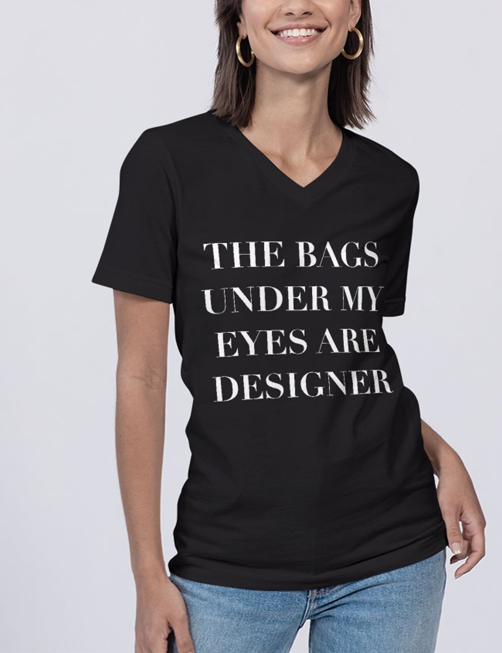 The Bags Under My Eyes Are Designer Women's V-Neck T-Shirt OniTakai