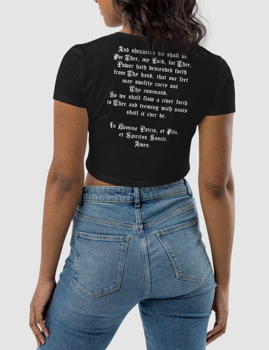 The Shepherd's Prayer | Women's Back Print Crop Top T-Shirt OniTakai