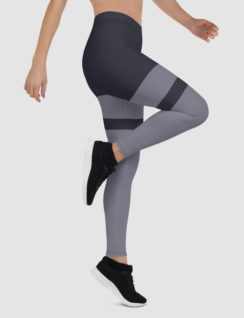 Thigh-Striped Somber Grey Plum | Women's Standard Yoga Leggings OniTakai