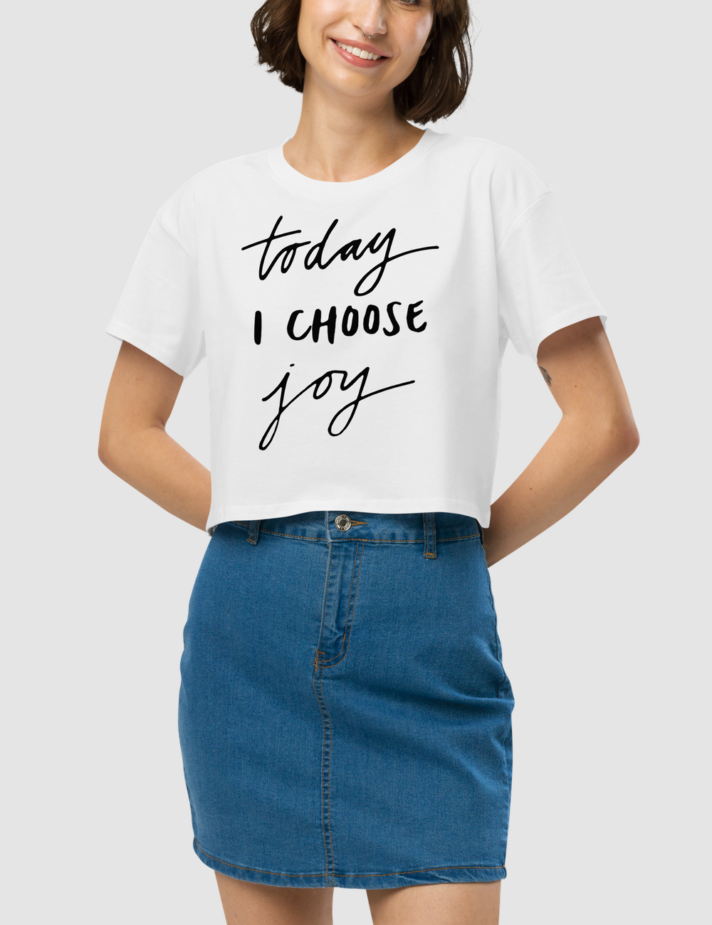 Today I Choose Joy Women's Relaxed Crop Top T-Shirt OniTakai