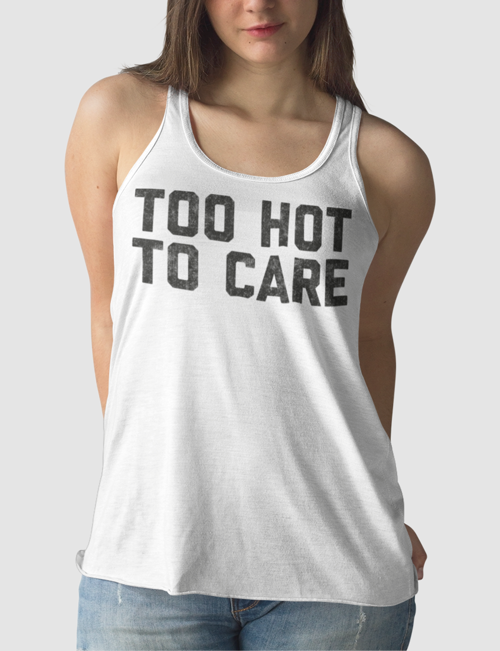 Too Hot To Care | Women's Cut Racerback Tank Top OniTakai