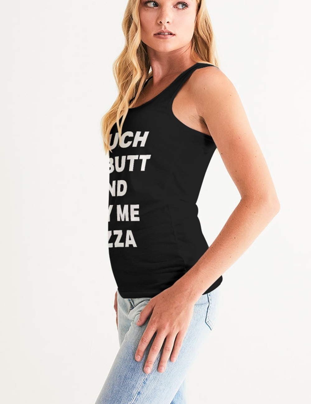 Touch My Butt And Buy Me Pizza | Women's Premium Fitted Tank Top OniTakai