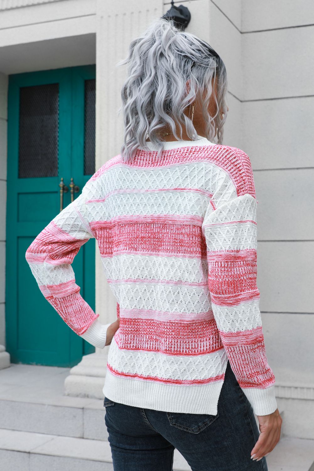 Two-Tone Slit Sweater OniTakai