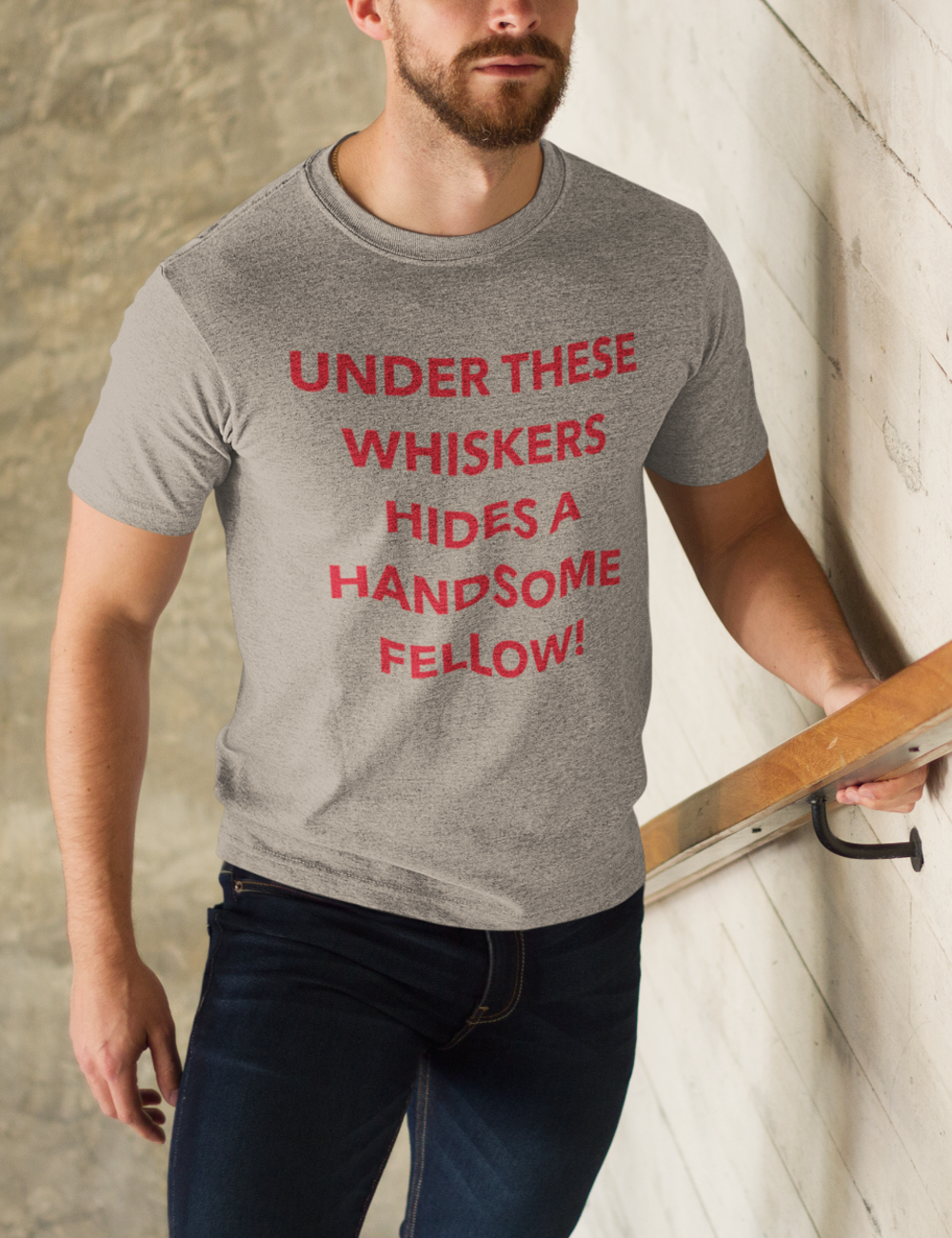 Under These Whiskers Hides A Handsome Fellow Men's Classic T-Shirt OniTakai