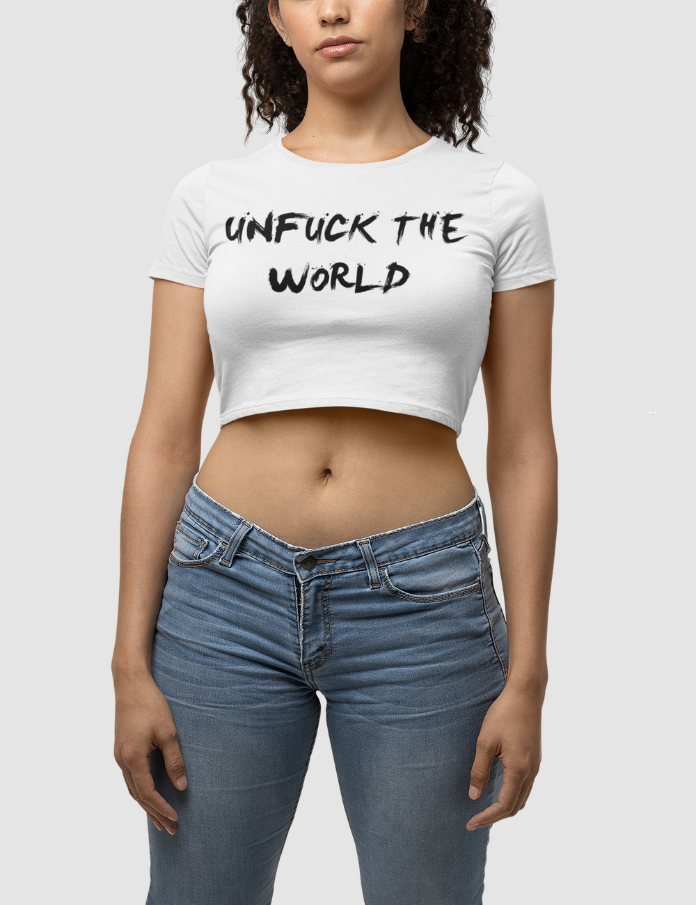 Unfuck The World Women's Fitted Crop Top T-Shirt OniTakai