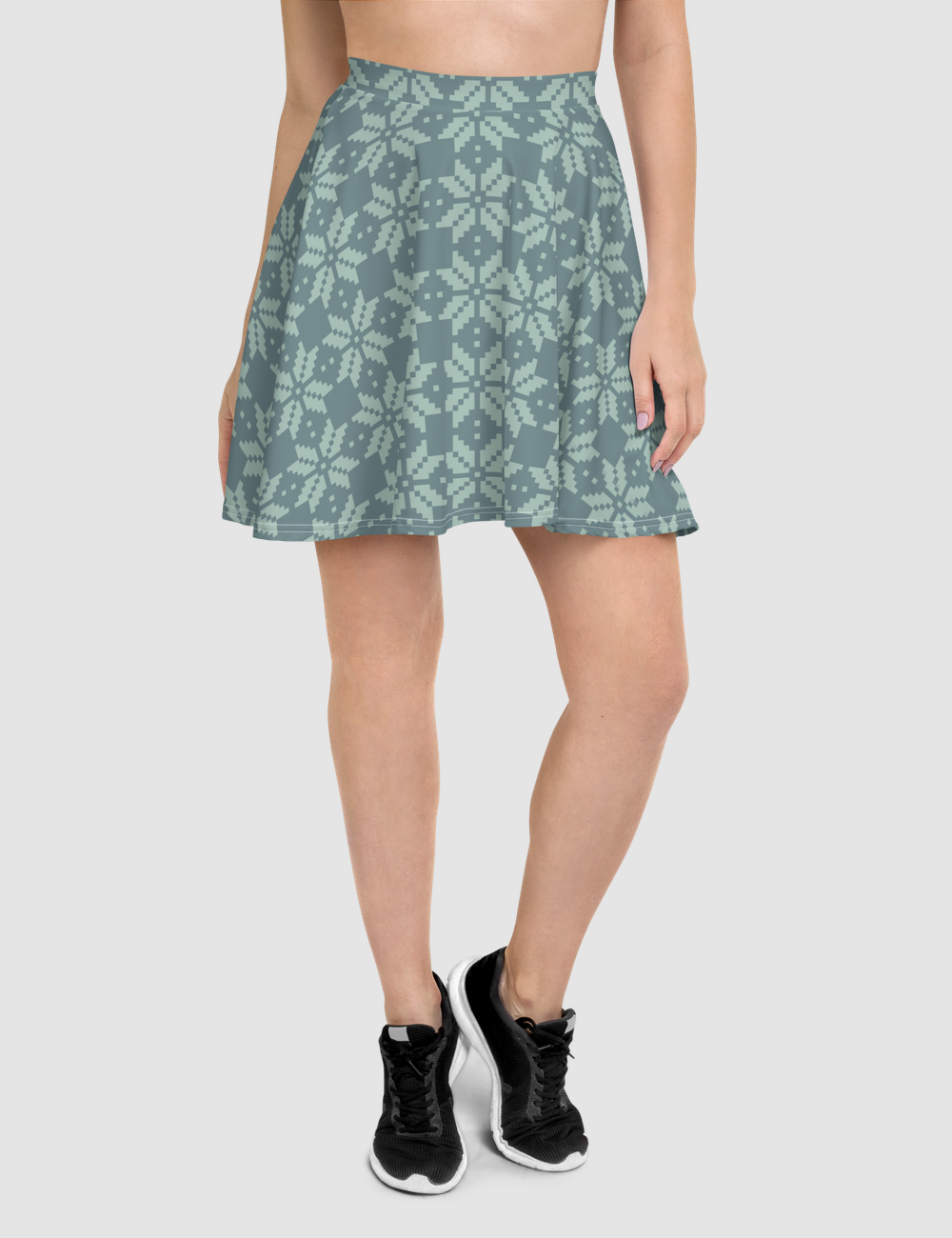 Vintage Aquamarine Plaid Festival | Women's Skater Skirt OniTakai