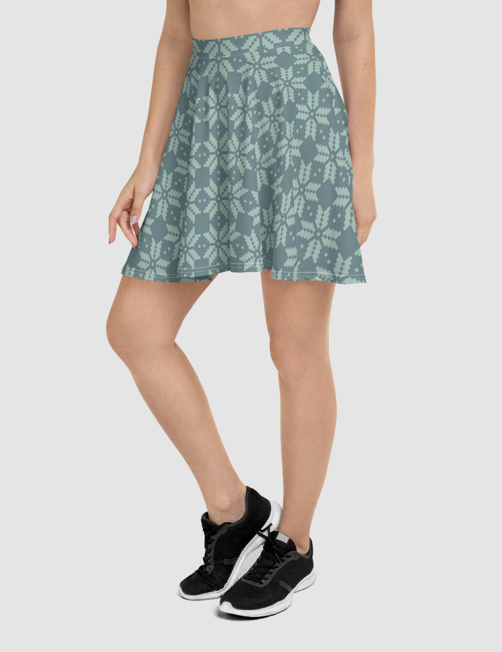 Vintage Aquamarine Plaid Festival | Women's Skater Skirt OniTakai